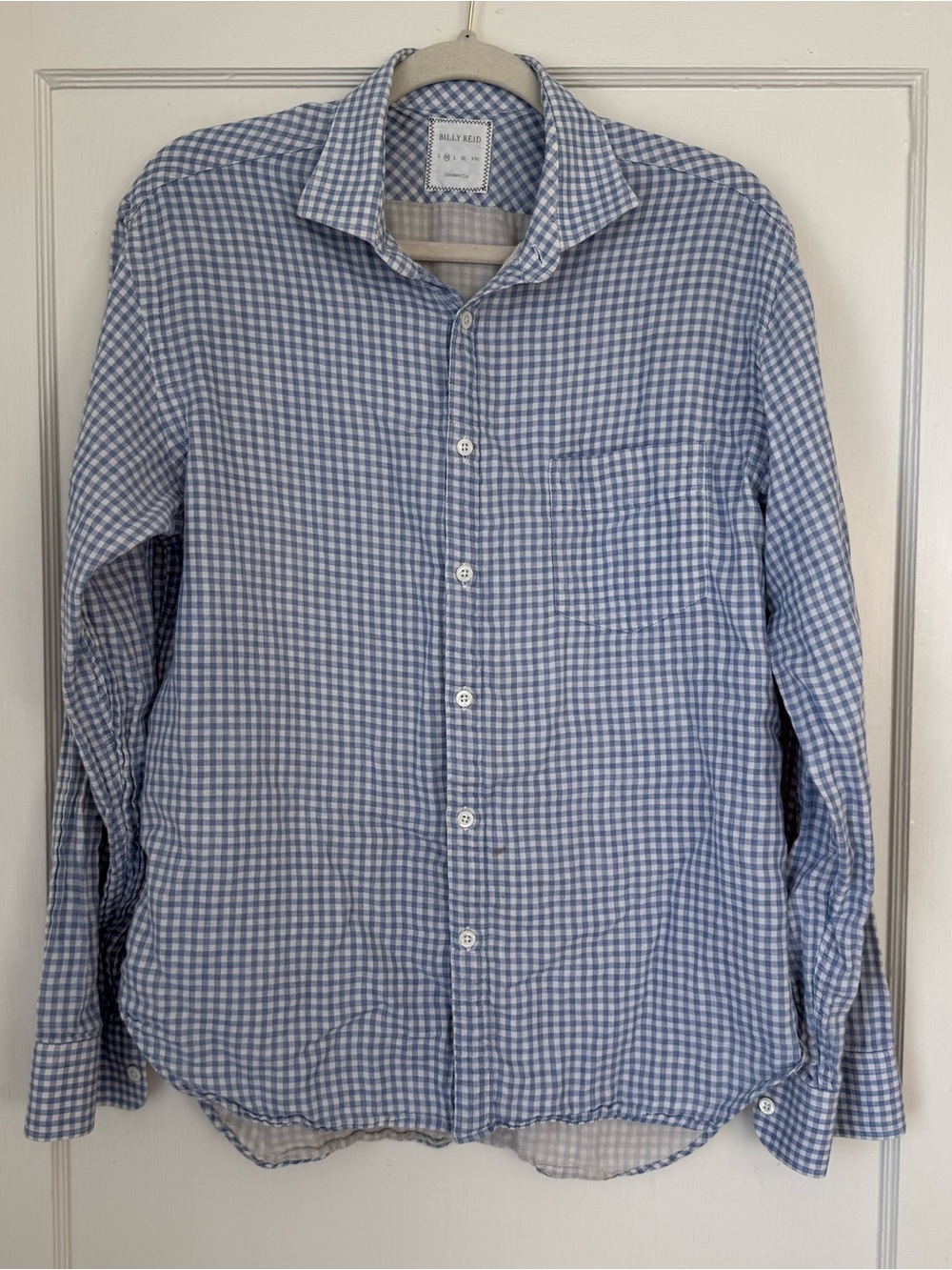 Billy Reid Light Blue Gingham Button-Down Shirt